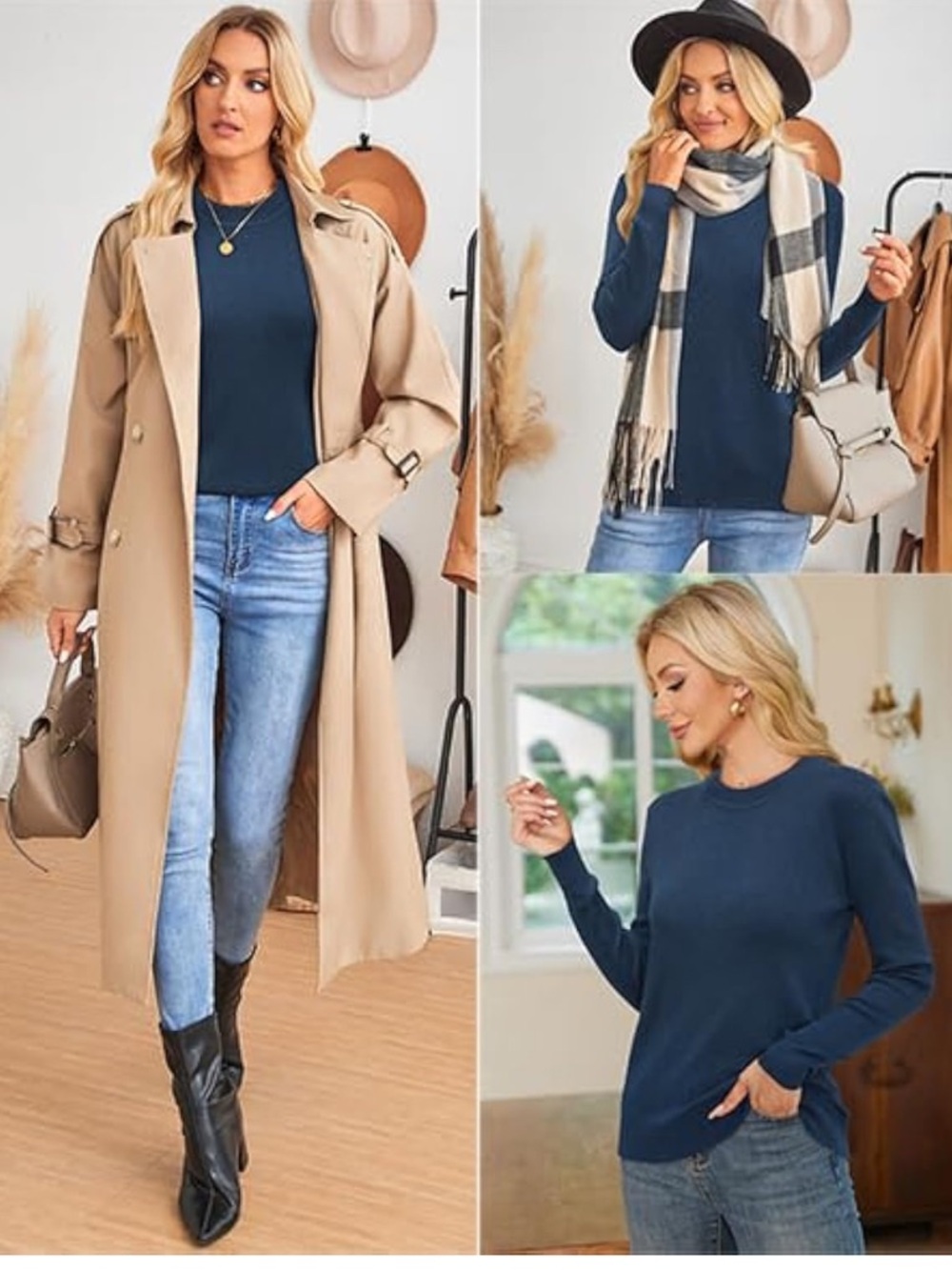 Classic Women's Crew Neck Sweater - Blue - Picture 4 of 16